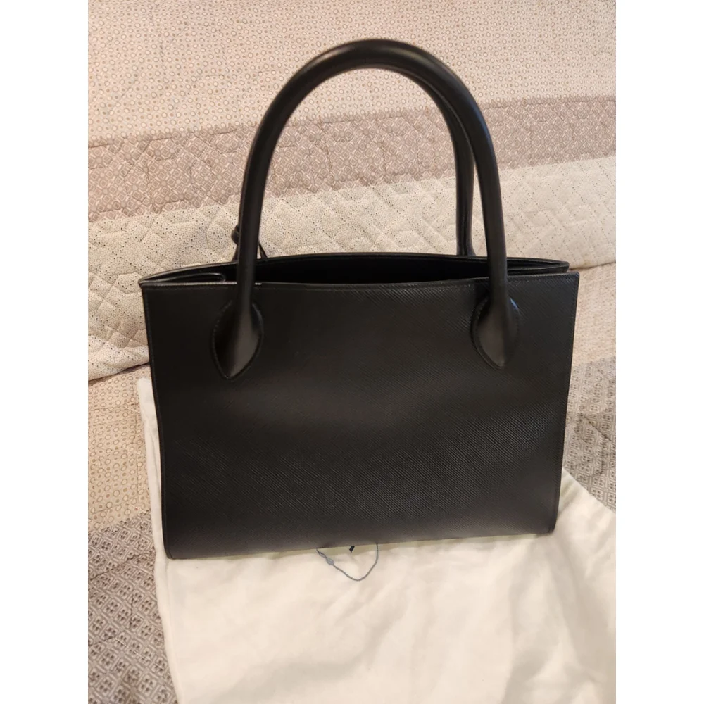 Prada Saffiano Black Monochrome Tote W/ Shoulder Strap - Excellent Condition